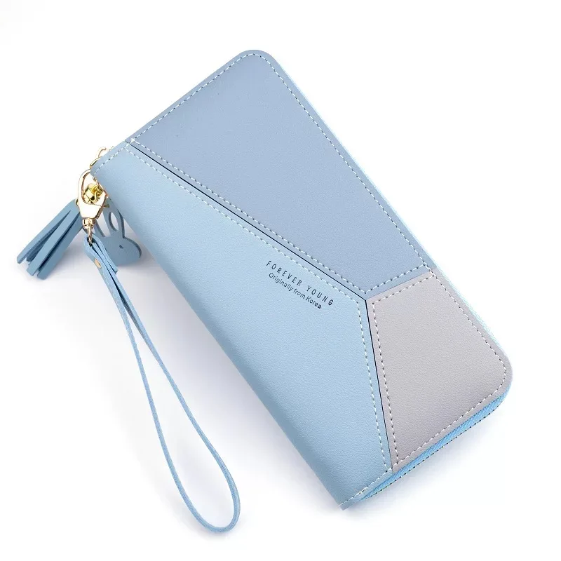 

New Patchwork Women Long Leather Wallet Zipper Capacity Clutch Purse Tote Pouch Clutch Bag Card Holder Portable Handbag Hot Sale