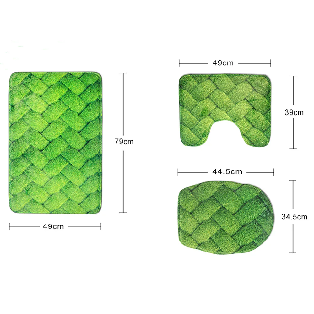 HUGSIDEA 3 шт./компл., модный нескользящий коврик для ванной комнаты, смешанный цвет, геометрическое квадратное сиденье для унитаза, чехлы, набор для унитаза, Защитные чехлы для сидений