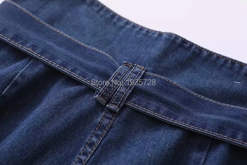 Women Vintage Dark Blue/Grey High Waist Jeans/Denim Pants With Matching Buckle Belt- Fall Ladies Fashion Casual Trousers