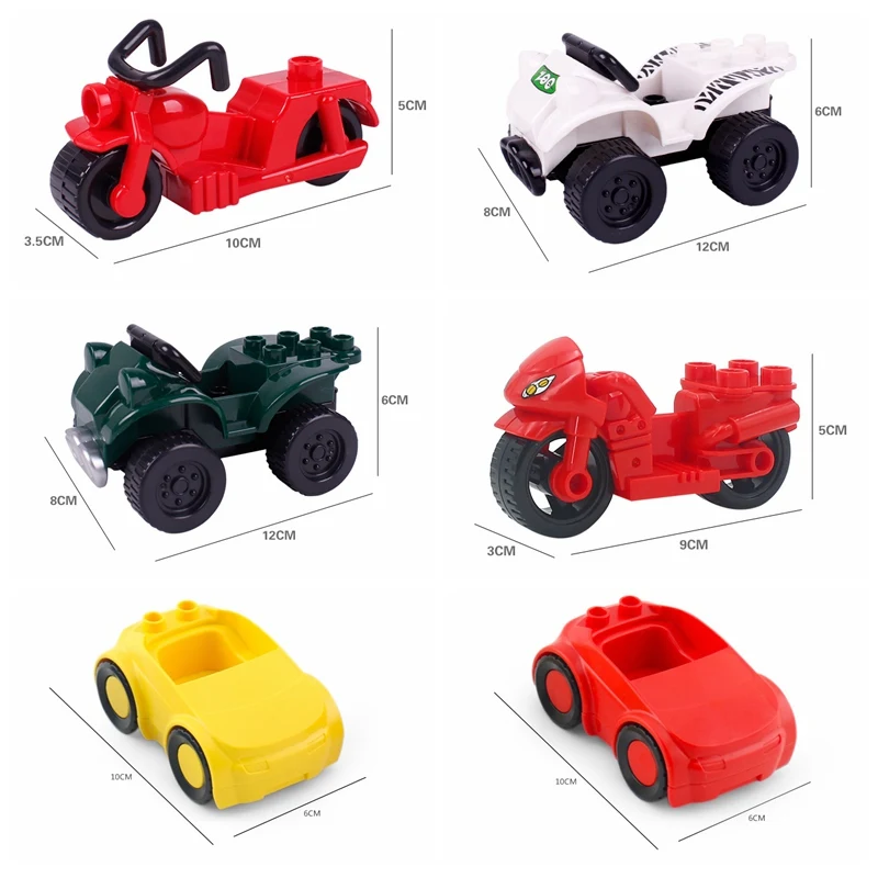 

Legoing Duplo Cars Motorcycles Motor Big Size MOC Single Sale DIY Building Blocks Toys for Children Compatible for Duplo Gifts