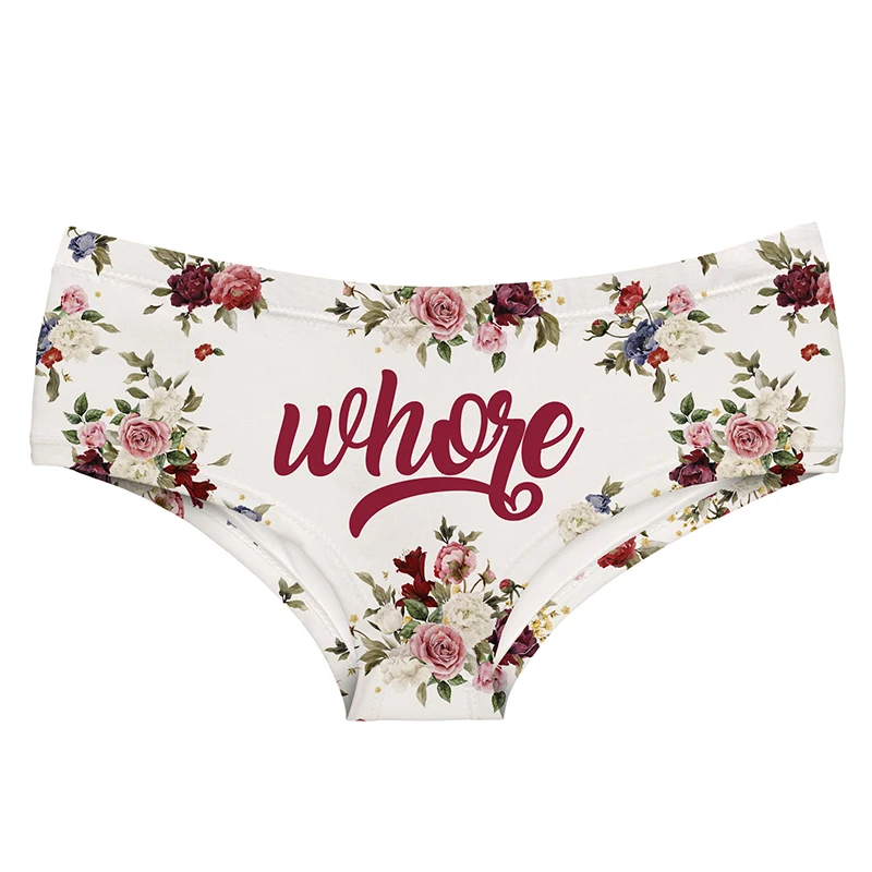 

DeanFire flowers whore funny print super soft women underwear kawaii lovely sexy panties push up briefs lingerie thong