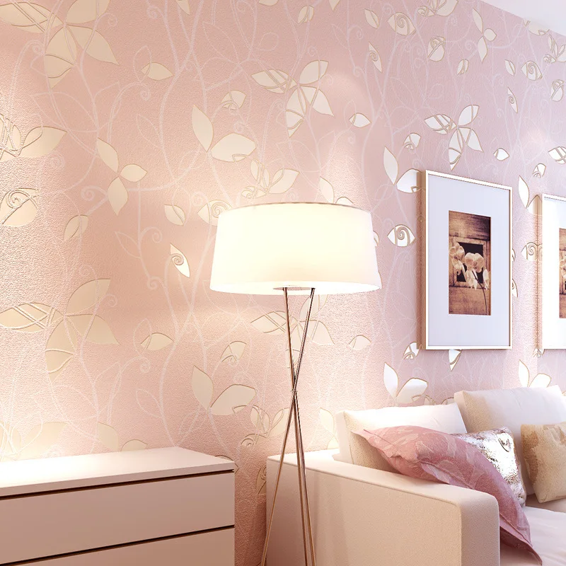 

Garden butterfly flower 3d non-woven wallpaper warm romantic bedroom living room TV wallpaper wallpaper Pink papel de parede