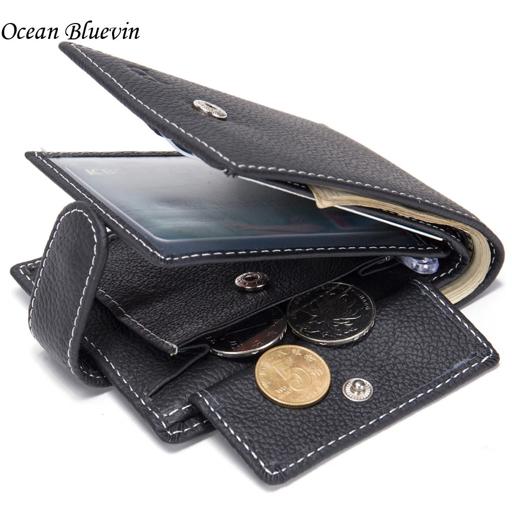 Hot Sale Dollar Price Mens Wallets Genuine Cow Leather With Coin Pocket Thin Slim Hasp 3 Fold ID ...