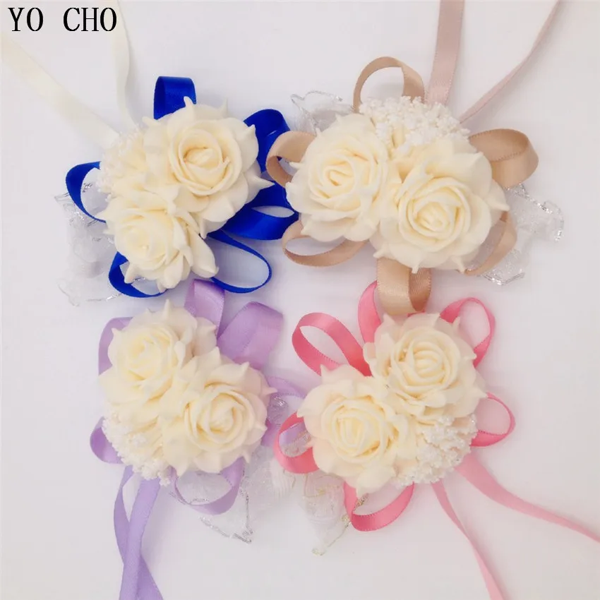 YO CHO 10 шт./партия корсаж на запястье подружки невесты сестер ручной цветы Искусственные Свадебные цветы для украшения свадебной вечеринки