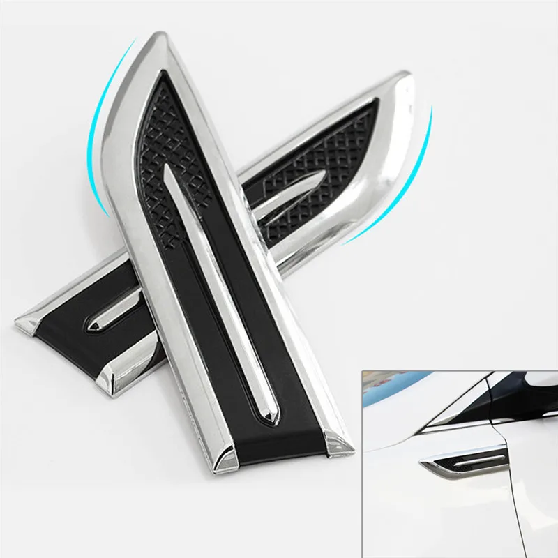 

2Pcs 3D Vent Air Flow Engine Cover Side Stickers Fender Sticker Decal Automobile Shark Gills Car Decorated