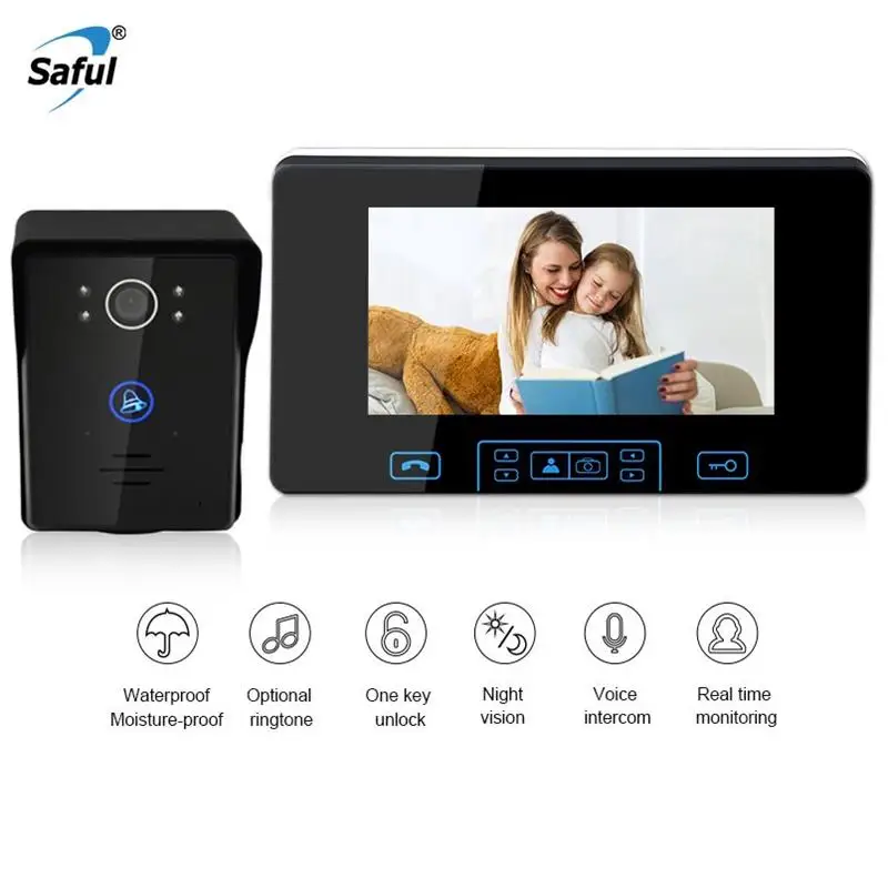 Saful Wireless 7\ TFT Video Door Phone Digital Intercom System with 1 Monitor Doorbell Camera Peephole Doorbell Free Shipping Saful Wireless 7\ TFT Video Door Phone Digital Intercom System with 1 Monitor Doorbell Camera Peephole Doorbell Free Shipping