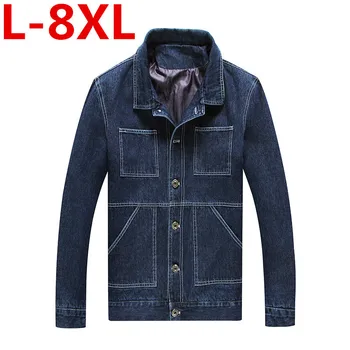 

plus size 8XL 7XL 6XL 5XL autumn of new yards men coat men's denim male increased Jacket trench coat chaqueta hombre