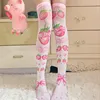 Muslo de verano de las mujeres sobre la rodilla calcetines chica Sexy largo medias 3D de impresión rojo fresa Rosa medias 7H-SW09 ► Foto 3/6