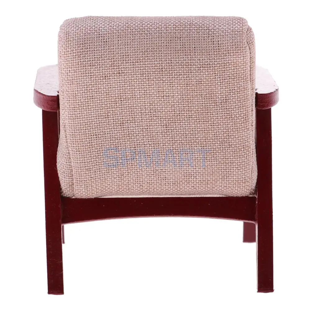 1:12 Scale Wood Dollhouse Miniature Single Sofa Chair Living Room Bedroom Furniture Decor Dolls Action Figures Acc Model Toy