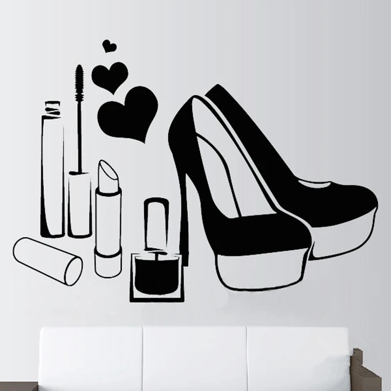 E866-Shoes-Makeup-Beauty-Salon-Girls-Wall-Art-Stickers-Decals-Vinyl-Home-Room-Decor (2)