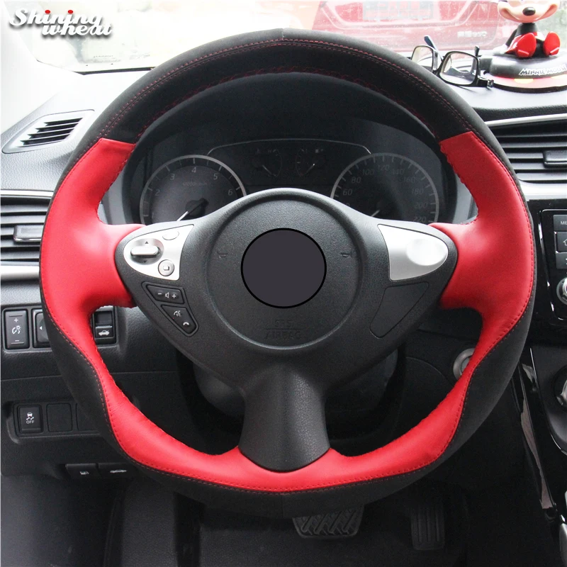 Black Leather Suede Steering Wheel Cover for Infiniti FX35 FX37 for Nissan Juke