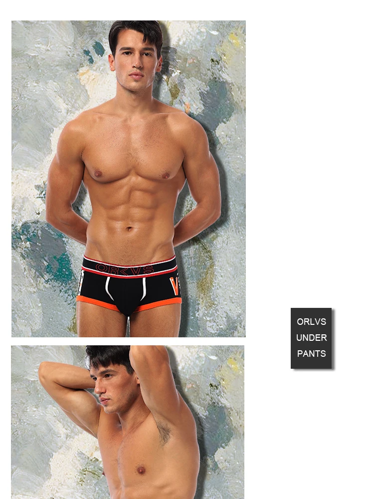 ORLVS бренд 50 шт./лот оптовая продажа Мужское нижнее белье удобные трусики мужские боксеры дышащие мужские боксершорты Быстросохнущий хлопок