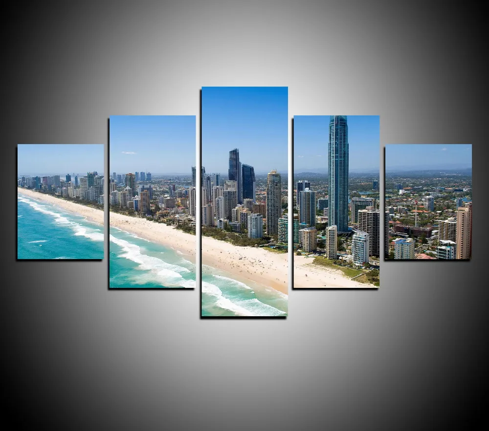 Por Canvas Art Australia Lots 5 Panels Canvas Print Wall Art Picture Home Decor Beach Of Australia City Post Yc046