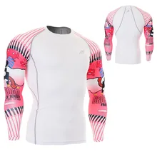 Мужские обтягивающие рубашки фитнес и упражнения базовый слой Велоспорт Джерси Колготки Бодибилдинг, тренировка бег ММА Топы рубашка
