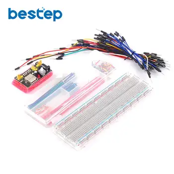 

3.3V/5V MB102 Breadboard power module+MB-102 830 points Solderless Prototype Bread board kit +65 Flexible jumper wires