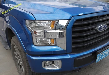 

For Ford F150 2015 2016 2017 ABS Front Face Light Lamp Eyelid Eyebrow Molding Cover Trim 2 Pcs / 2 Color For Choice