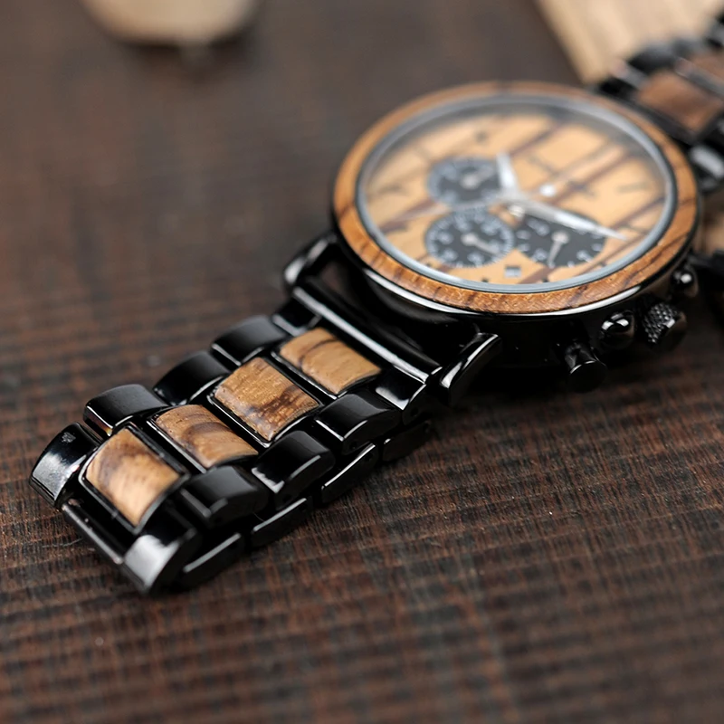 Zegarek męski drewniany na bransolecie Bobo Bird Logos 11 Zegarek drewniany Bobo Bird Logos 10