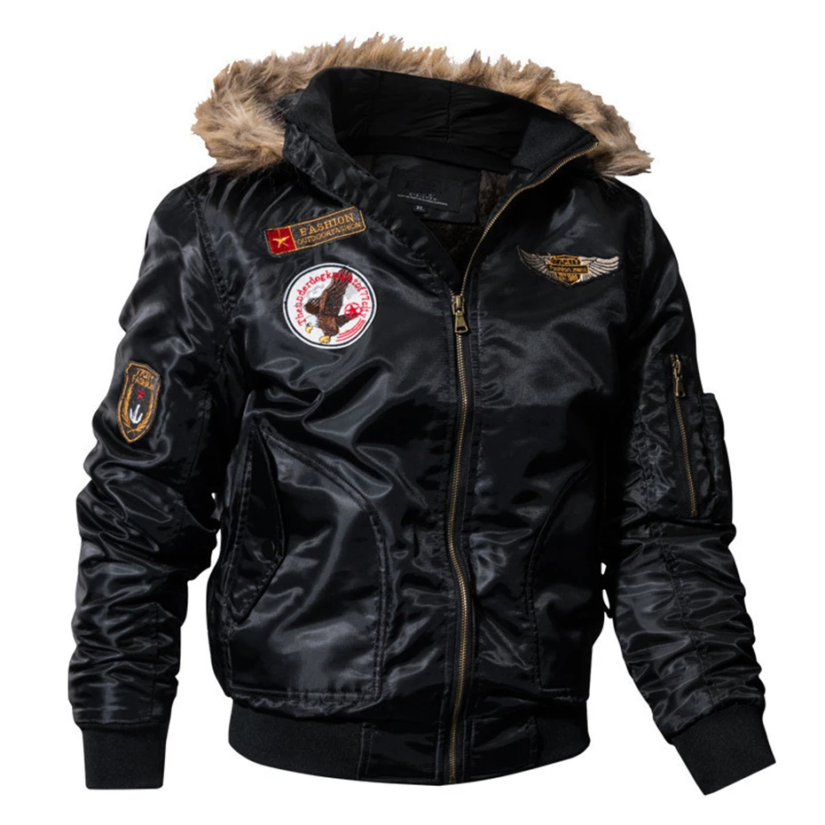 Зимние военные куртки-бомберы мужские с меховым капюшоном толстые флисовые куртки мужские зимние повседневные теплое пальто парка для мужчин J0356