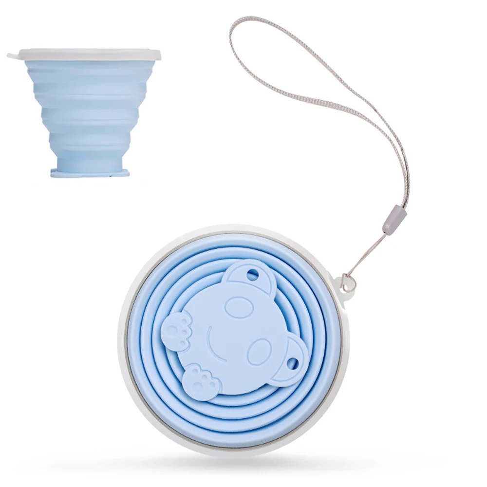 Силиконовые для путешествий складные стаканы выдвижные телескопические кофейные чашки наружные спортивные чашки для воды переносной стакан для кемпинга - Цвет: Синий
