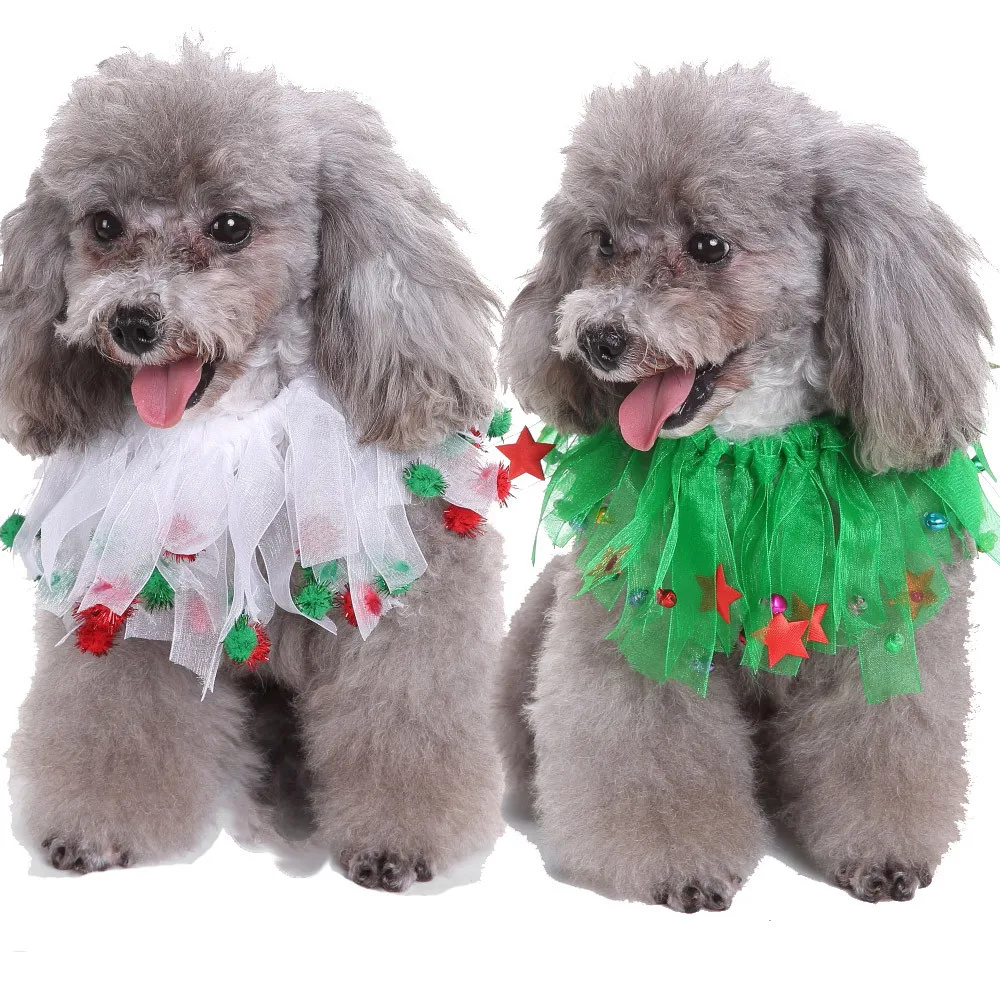 Dog Collar Cute Christmas Wreath Jingle Bell And Stars Decorative Dog