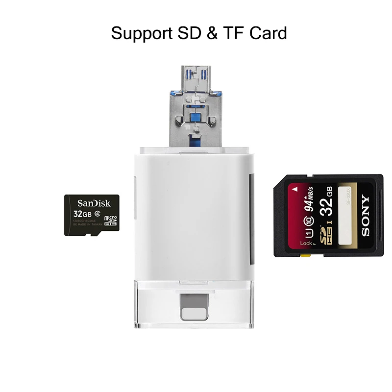 3 In 1 SD TF Card Reader iOS Micro USB 2 0 Android Multi system Compatible 2