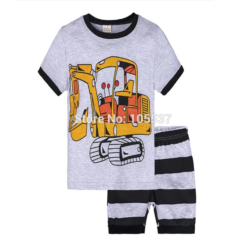 18M-6T children clothing cotton tshirt tops+ striped shorts two piece back to school outfit summer kids boy clothes 2018