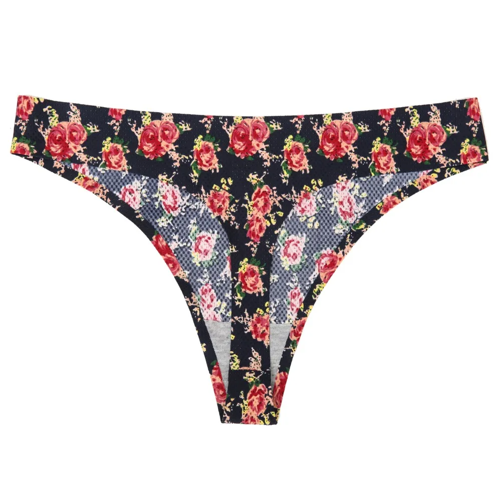 

Sexy Women Thongs And G Strings Floral Pattern Seamless Underwear Soft Breathable Low-Rise Briefs For Charm Ladies XS/S/M/L