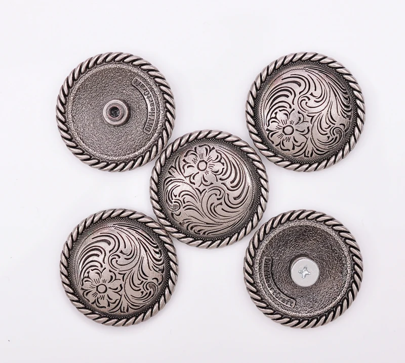 1-1/2 "10X BLING Silver HEAVEY WESTERN NAVAJO FLOWER LEATHERCRAFT седла уздечка ремень CONCHOS Винт Назад