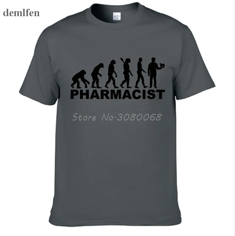 Принт повседневное модные для мужчин футболка Новинка Эволюция аптекарь дизайн футболка подарок для папы мужские футболки Прохладный футболк - Цвет: Dark gray