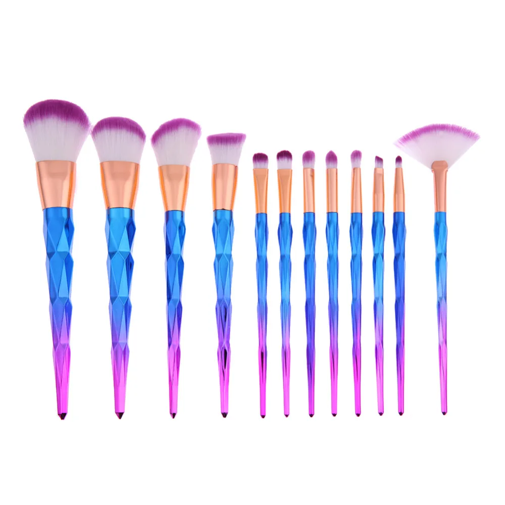 Silky Soft 12pcs Rhinestone Colorful Makeup Comestic Brush ...