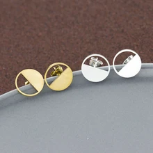 10 пар золотого цвета для женщин и девочек простые геометрические круглые серьги-Шпильки Круглый Orecchini Украшения для тела бижутерия из нержавеющей стали подарки