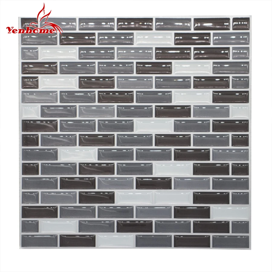 

PVC Vinyl 3D Mosaic Tile Wall Sticker Waterproof Self adhesive Wallpaper for Bathroom Kitchen Anti-oil Wall Decals Home Decor