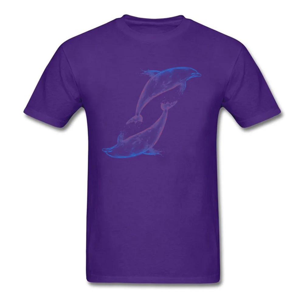Dolphins New Arrival Short Sleeve Simple Style Top T-shirts Pure Cotton Round Collar Men Tops Tees Crazy Sweatshirts Labor Day Dolphins purple