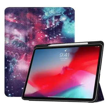 

PU Leather Case For iPad Pro 11 2018 Funda With Pencil Holder Trifold Stand + PC Hard Back Cover For New iPad Pro 11 Case +Film
