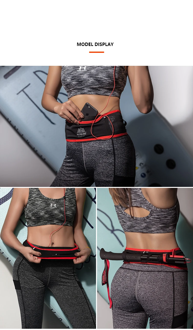 AONIJIE Slim Running Waist Belt Jogging Bag Fanny Pack Travel Money Marathon Gym Workout Fitness 6.9 in Mobile Phone Holder W938