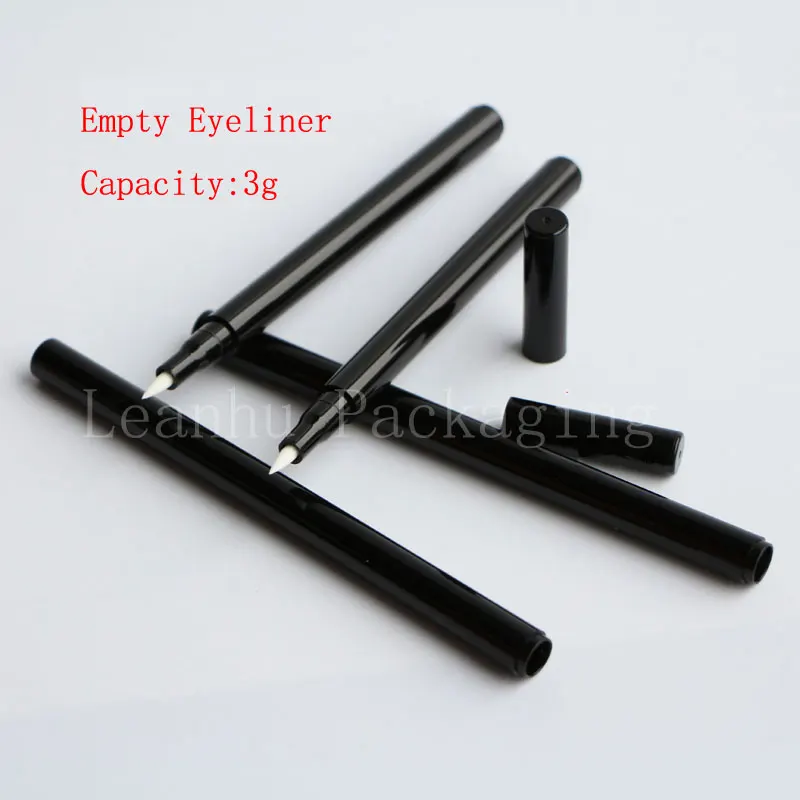 

3G X 24 Black Empty Eyeliner Plastic Tube, 3ML Cosmetic Container, Liquid Eyeliner Bottle With Brush Cap, Make Up Empty Tube