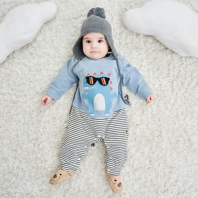 

2019 Spring&Autumn European&American Popular Unicorn Crocodile Dinosaur ROMPERS Factory Direct Sale Ruffle Romper Baby Onesie