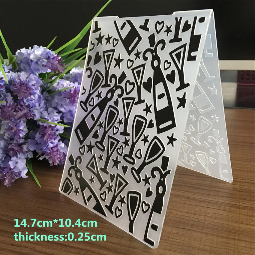  wine glass bottle plastic embossing folder for festival gift box greeting card invitation DIY paper - 32907375090