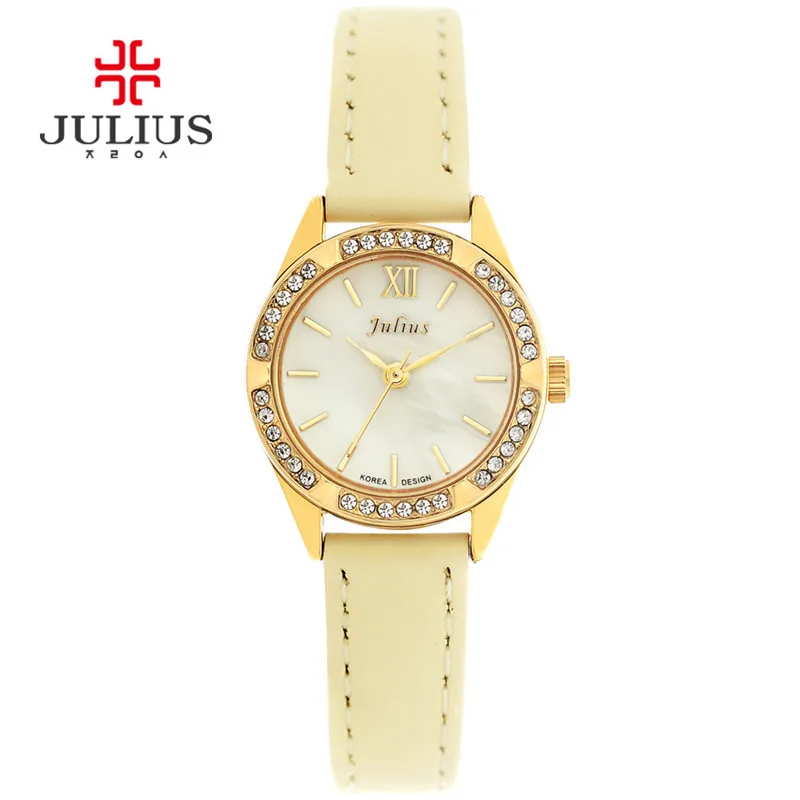 Women s Lady Wrist Watch Julius Quartz Hours New Fashion Dress Bracelet Shell Leather Girl Christmas