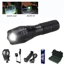 Алюминиевый охотничий фонарь T6 светодиодный тактический фонарь+ дистанционный переключатель давления+ 20 мм рейка для прицела+ аккумулятор 18650+ зарядное устройство USB