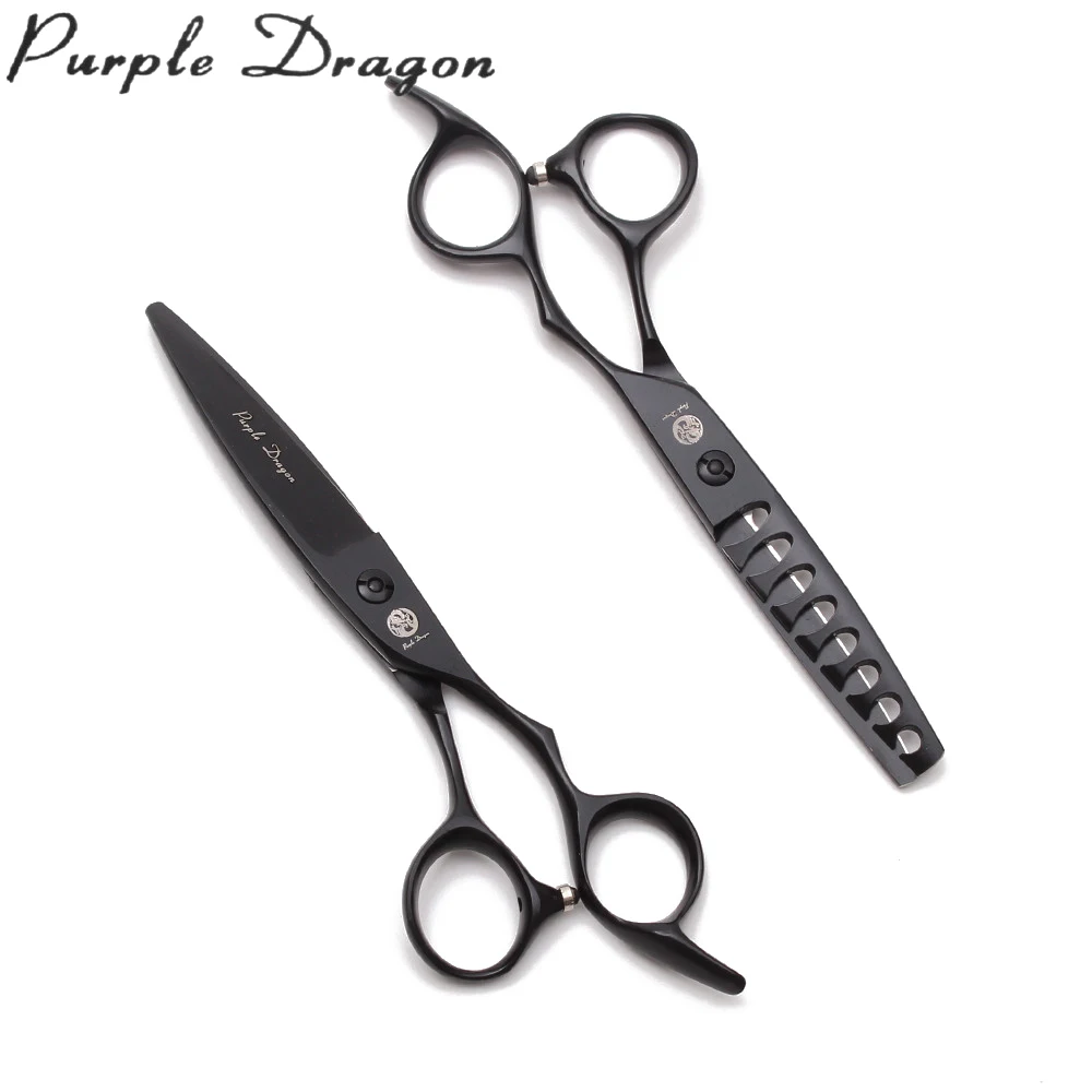 Z9122 6" 17cm JP 440C Purple Dragon Black Hairdressing Scissors Cutting Thinning Shears Willow Leaf Shape Hair | Красота и
