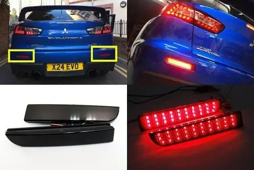 

Black Smoked Lens LED Bumper Reflector Tail Brake Light For Mitsubishi Lancer EVO X 2008-2014