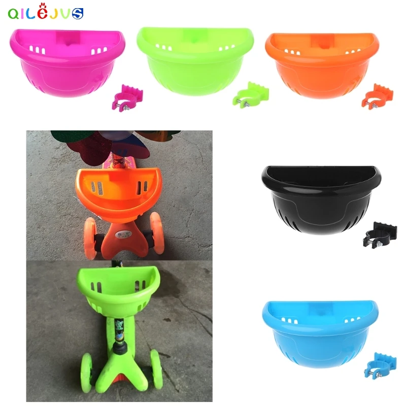 

Children's Bike Basket Plastic Easy Installation Bicycle Bag Kids Scooter Handle Bar Basket with Bracket Bike Accessories Top