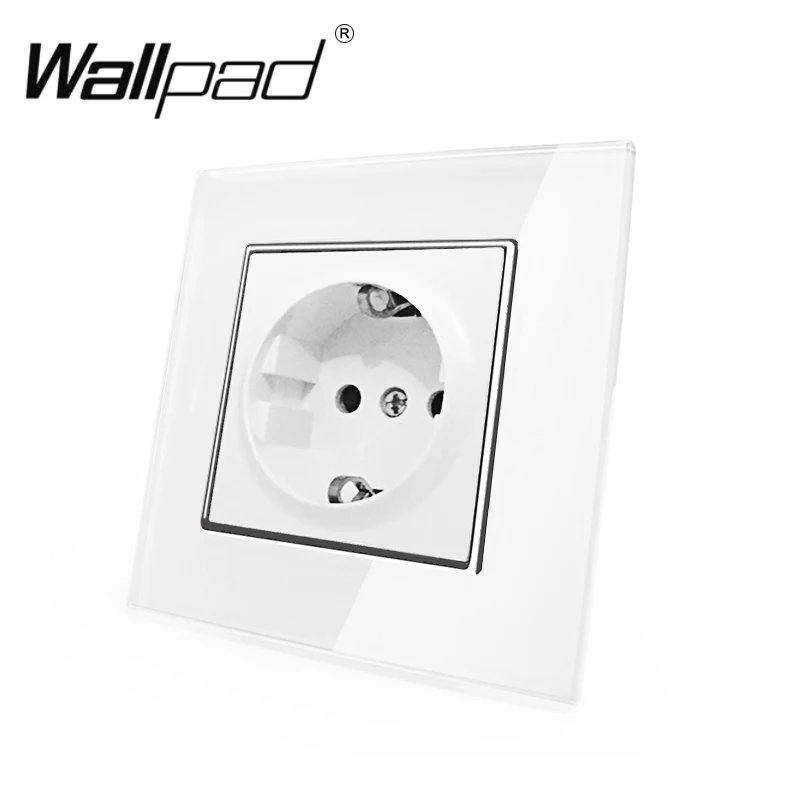

EU Standard Socket with Claws Wallpad White Glass Panel Schuko EU European Standard Plug Wall Power Socket with Haken