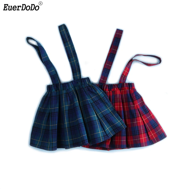 

Girls Tutu Spring Autumn School Wear Plaid Strap Skirts For 2-7Y Girls Cotton Kids Skirt