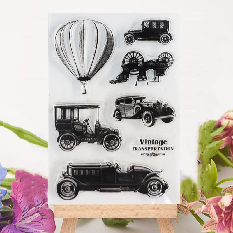 

Balloon Car Stamps Clear Stamp Transparent Rubber Craft Stamps Clear Silicone Stamps for DIY Paper Card Making Scrapbooking