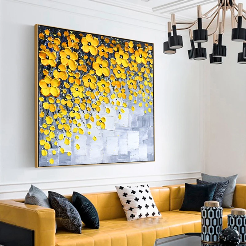100% Hand Painted Abstract Flowers Art Oil Painting On Canvas Wall Art Wall Adornment Pictures Painting For Live Room Home Decor