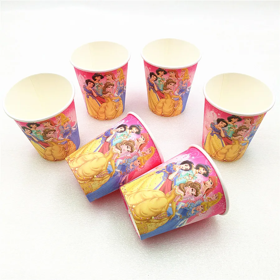 

10pcs Ariel/Snow White/Belle/Cinderella/Jasmine/Aurora Princess Paper Cup Baby Shower Kids Birthday Party Supplies Decoration