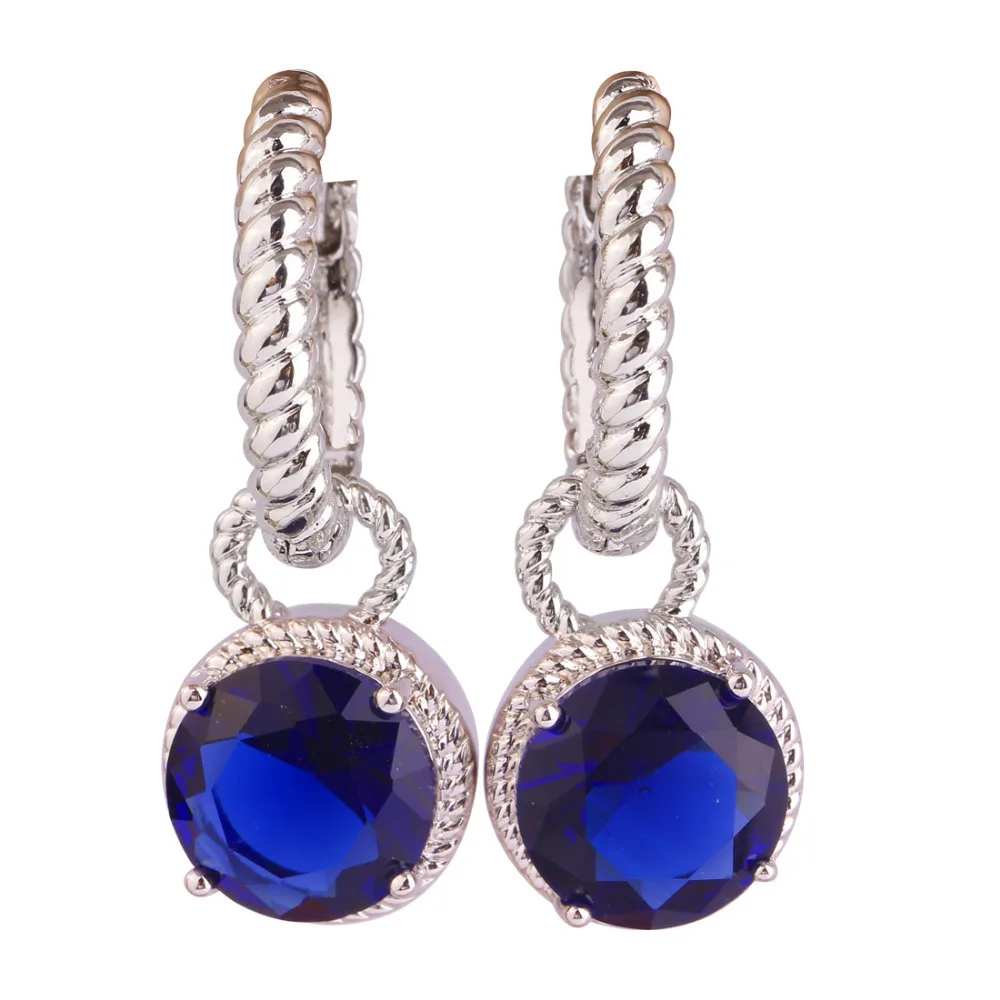 Eardrop AAA blue CZ Silver Plated dangle Earrings Fashion Jewelry Women