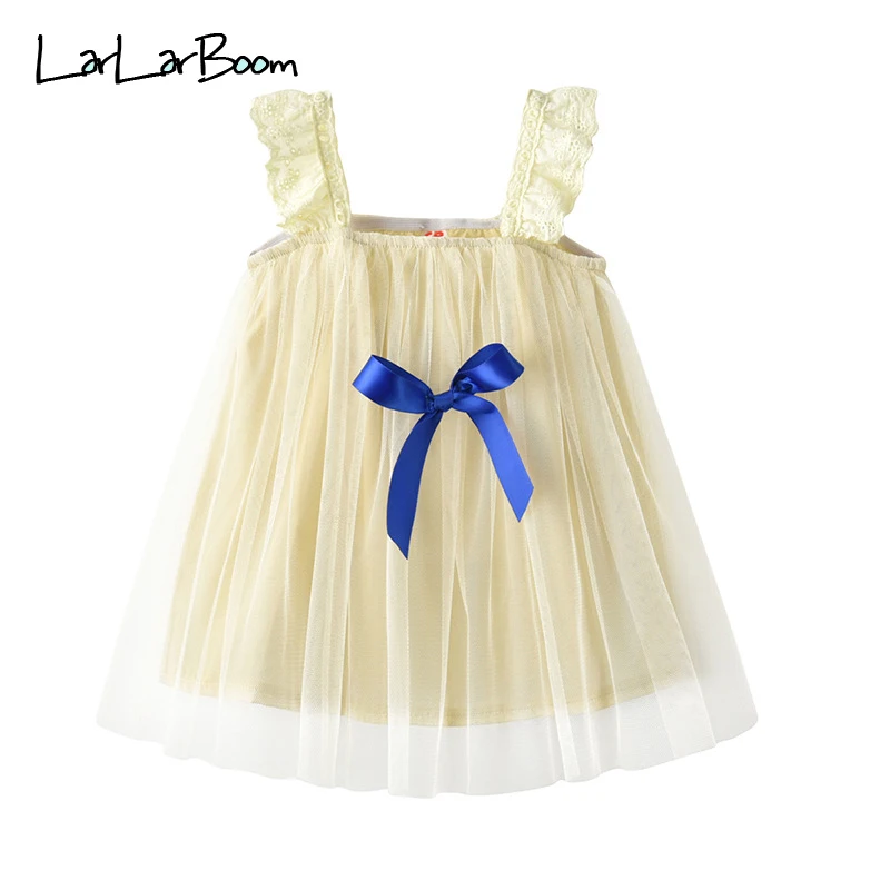 

LarLarBoom Girls Sling Dress 2019 Summer Sleeveless Kids Dresses for Girl Cute Bow Ball Gown Children's Clothing Girls Dress